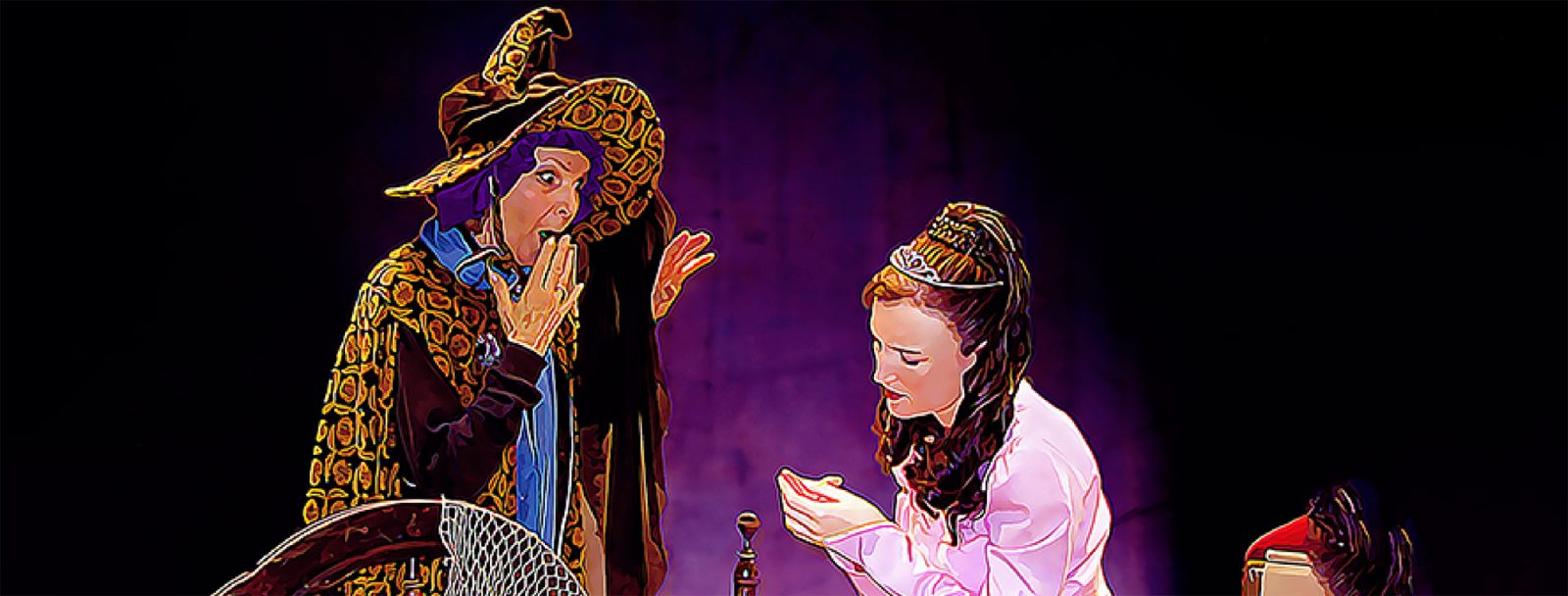 The witch with a peculiar hat gasping at Sleeping Beauty