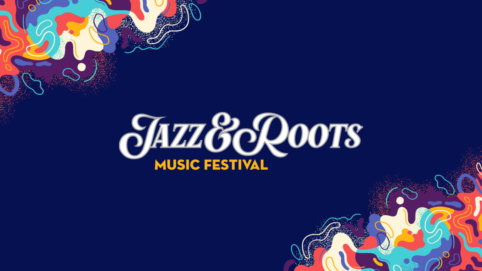 Design theme for Jazz and Roots with a colorful vector on both corners of wavy illustrations