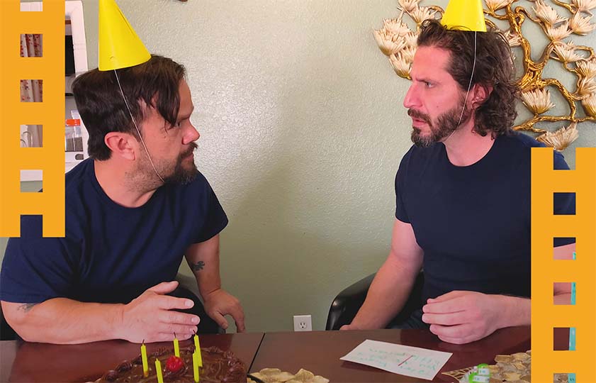 ReelAbilities - DwarfoPsychosis - two brothers with birthday hats