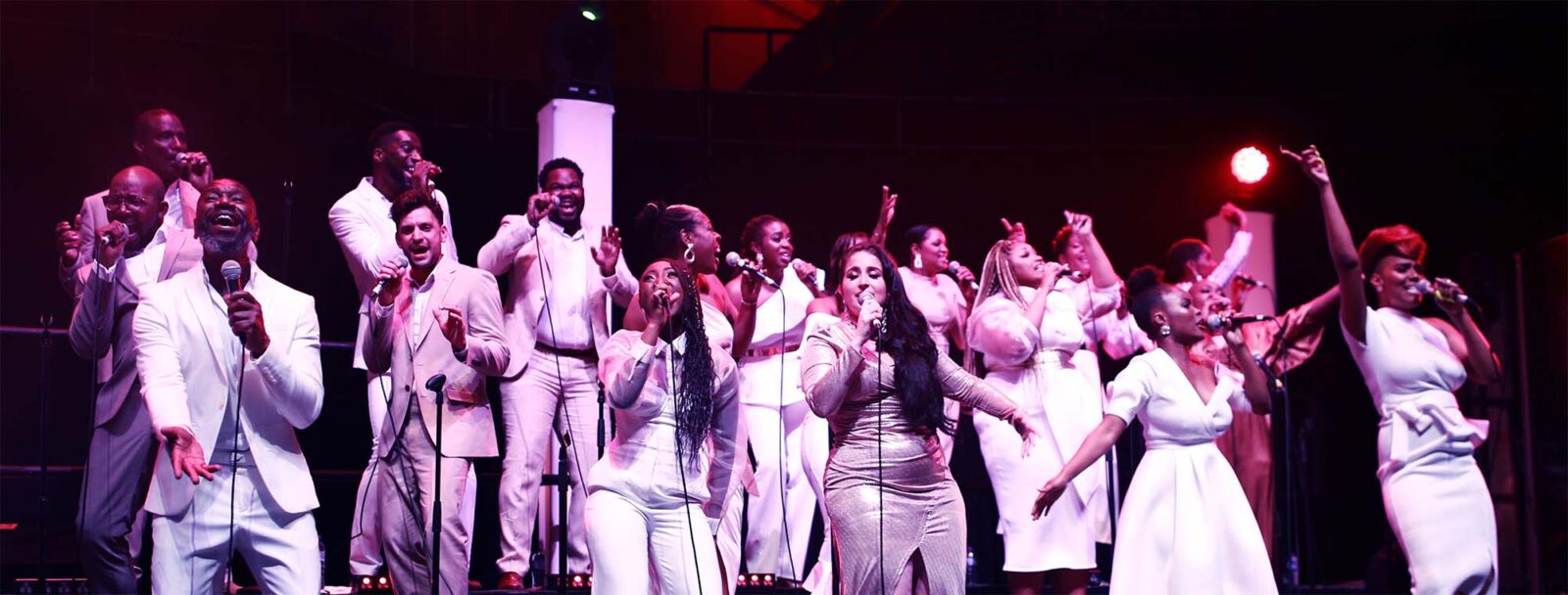 singers on stage, a large choir