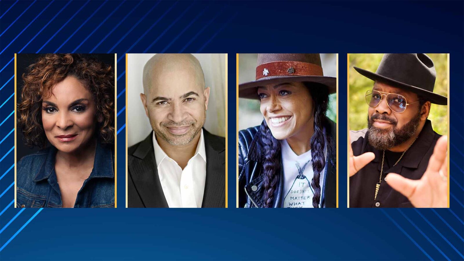 Two women and two men headshots within a dark blue background. DLSworld.