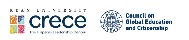 Logos for Kean University, CRECE The Hispanic Leadership Center, and the Council on Global Education and Citizenship.