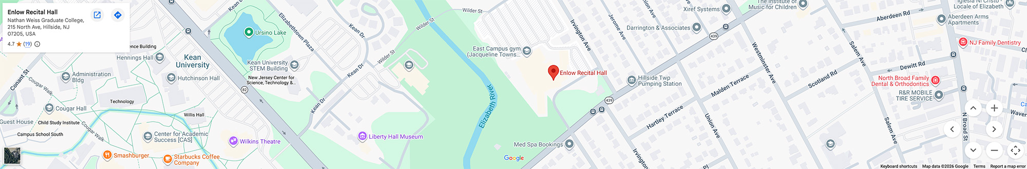 Enlow Recital Hall as seen on Google Maps